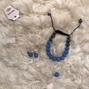 NIB Blue Rhinestone Jewelry Set